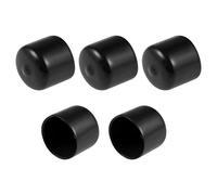sourcing map 5pcs Rubber End Caps 24mm ID Vinyl Round Tube Bolt Cap Cover Screw Thread Protectors Black