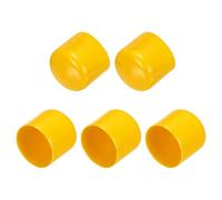 sourcing map 5pcs Rubber End Caps 45mm(1.8 Inch) ID Vinyl PVC Round Tube Bolt Cap Cover Screw Thread Protectors Yellow