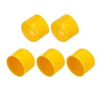 sourcing map 5pcs Rubber End Caps 55mm(2.2 Inch) ID Vinyl PVC Round Tube Bolt Cap Cover Screw Thread Protectors Yellow
