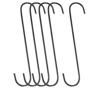 sourcing map 5Pcs S Hooks for Hanging, 11.8 Inch Extra Long Iron Hangers for Wardrobe Kitchen Workshop Closet Bathroom Garden, Black