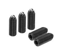 sourcing map 5pcs Screw Thread Ball Plunger M10 x 25mm High Carbon Steel Hex Socket Spring Plunger Ball for Lubrication Pneumatic Tools, Black