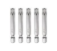 sourcing map 5Pcs Security Torx Bit 1/4" Hex Shank 2" Long Drill Bits T40 Torx Star S2 Steel Magnetic Tamper Resistant Screwdriver Bit