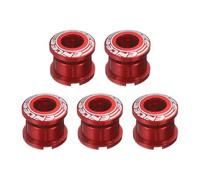 sourcing map 5pcs Single Chain Ring Bolts M8 Aluminum Alloy Bicycle Crankset Nut Chainwheel Screws for Road Bike Mountain Bike, Red