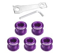 sourcing map 5pcs Single Chain Ring Bolts M8 Aluminum Alloy Bicycle Crankset Nut Chainwheel Screws with Mountain Wrenches for Road Bike Mountain Bike, Purple