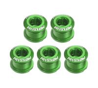 sourcing map 5pcs Single Chain Ring Bolts M8 Aluminum Alloy Bicycle Crankset Nuts Chainwheel Screw for Road Bike Mountain Bike, Green