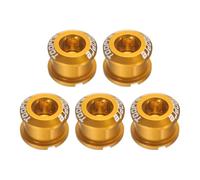 sourcing map 5pcs Single Chain Ring Bolts M8 Aluminum Alloy Bicycle Crankset Nuts Chainwheel Screws for Road Bike Mountain Bike, Gold