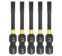 sourcing map 5pcs SL4 Slotted Impact Screwdriver Bits 4mm Slotted Tip 1/4" Hex Shank 50mm (2") Long Magnetic Flat Head Phosphated S2 Steel Screw Driver Drill Bits Electric Power Tool