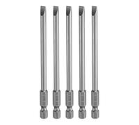 Sourcing Map 5pcs SL5 5mm S2 Steel Flat Head Magnetic Slotted Screwdriver Bits, 1/4" Hex Shank, 100mm (3.9") Long, Industrial Grade Screw Driver Drill Bits for Screws