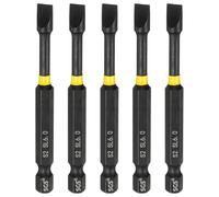 sourcing map 5pcs SL6 Slotted Impact Screwdriver Bits 6mm Slotted Tip 1/4" Hex Shank 75mm (3") Long Magnetic Flat Head Phosphated S2 Steel Screw Driver Drill Bits Electric Power Tool