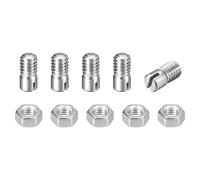 sourcing map 5Pcs Slotted Cylindrical Pin, M4 x 5mm 304 Stainless Steel Dowel External Thread Locating Pin Slotted Screw with Nut for Cabinet Furniture Installation (GB878)