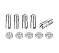 sourcing map 5Pcs Slotted Cylindrical Pin, M8 x 20mm 304 Stainless Steel Dowel External Thread Locating Pin Slotted Screw with Nut for Cabinet Furniture Installation (GB878)