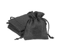 sourcing map 5pcs Small Burlap Bags with Drawstring, 2.8" x 3.5" Gift Bag Jewelry Pouches for Wedding Party Presents Festival Favors, Black