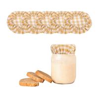 sourcing map 5Pcs Sourdough Jar Cover, Reusable Sourdough Cloth Cover Breathable Cotton Cloth for Bowl Dough Preserving Lids Bread Baking Supplies, Yellow Plaid