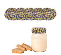sourcing map 5Pcs Sourdough Jar Cover, Reusable Sourdough Cloth Cover Breathable Cotton Cloth for Bowl Dough Preserving Lids Bread Baking Supplies, Yellow-Blue Plaid