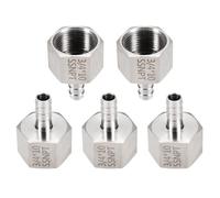 sourcing map 5pcs Stainless Steel Barbed Fitting 3/4" NPT Female to 1/2" Hose ID for Home Brew Pipe Fitting Direct Thread Connector Durable Construction