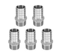 sourcing map 5pcs Stainless Steel Barbed Fitting 3/4" NPT Male to 1" Hose ID for Home Brew Pipe Fitting Direct Thread Tower Connector Durable Construction