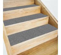 sourcing map 5pcs Stair Treads Non-Slip 20cm x 76cm Polyester Washable Reusable Adhesive Anti Slip Carpet Tread for Stair Steps, Dark Gray