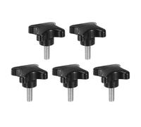 sourcing map 5pcs Star Clamping Knobs M10 x 25mm Metric Male Thread 60mm 4-Point Plastic Head Threaded Stud Knob Hand Tightening Thumb Screw Jig Handle, Black