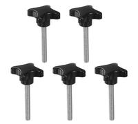 sourcing map 5pcs Star Clamping Knobs M10 x 70mm Metric Male Thread 60mm 4-Point Plastic Head Threaded Stud Knob Hand Tightening Thumb Screw Jig Handle, Black