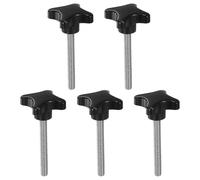 sourcing map 5pcs Star Clamping Knobs M10 x 80mm Metric Male Thread 60mm 4-Point Plastic Head Threaded Stud Knob Hand Tightening Thumb Screw Jig Handle, Black