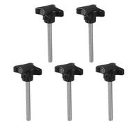 sourcing map 5pcs Star Clamping Knobs M10 x 90mm Metric Male Thread 60mm 4-Point Plastic Head Threaded Stud Knob Hand Tightening Thumb Screw Jig Handle, Black