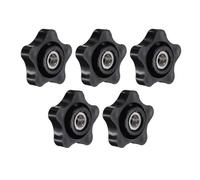 sourcing map 5Pcs Star Knob, 5/16"-18 Star Shape Knurled Clamping Knobs Fluted Screw-On Through Hole Threaded Nuts for Industrial Furniture Tools Jigs Clamps, Black
