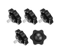 sourcing map 5Pcs Star Knobs, M6x10mm Plastic Hex Shaped Clamping Handle Screw Knobs, Hand Tightening Star Screw Knob for Machinery Umbrella Base Replacement