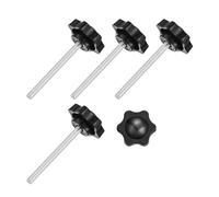 sourcing map 5Pcs Star Knobs, M6x70mm Plastic Hex Shaped Clamping Handle Screw Knobs, Hand Tightening Star Screw Knob for Machinery Umbrella Base Replacement