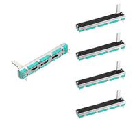 sourcing map 5Pcs Straight Double Linear Slide Potentiometer 6 Pin A20K 60mm(L) 45mm Travel Fader Variable Resistor Mixer Electronic Potentiometer for Dimming Tuning, 4x15mm Metal Handle, Blue