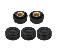 sourcing map 5Pcs Straight Knurled Knobs Knobs M6 Female Thread 16mm Head Plastic Non-Through Hole Brass Screw-in Clamping Handles Threaded Matte Handle Hand Tightening Knob Thumb Screws