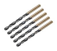 sourcing map 5pcs Straight Shank Twist Drill Bits 6.8mm Gold Titanium & Black Nitride Coated High Speed Steel (HSS) 4341 with 6.8mm Shank for Stainless Steel Alloy Metal Plastic Wood