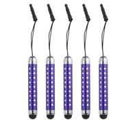 sourcing map 5pcs Stylus Pen for Touch Screens Retractable Mini Rhinestone Diamond Capacitive Pens for Universal All Touchscreen Devices, Purple