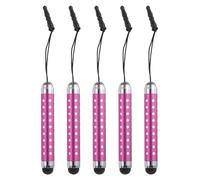 sourcing map 5pcs Stylus Pen for Touch Screens Retractable Mini Rhinestone Diamond Capacitive Pens for Universal All Touchscreen Devices, Rose Red