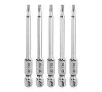sourcing map 5pcs T10 Torx Bit 1/4" Hex Shank 3" Long S2 Steel Magnetic Tamper Resistant Star Bits Torx Head with Hole Industrial Grade for Driver Drill Bits Remove Fastening Screws