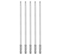 sourcing map 5pcs T20 Torx Bit 1/4" Hex Shank 6" Long S2 Steel Magnetic Tamper Resistant Star Bits Torx Head with Hole Industrial Grade for Driver Drill Bits Remove Fastening Screws