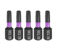sourcing map 5pcs T20 Torx Screwdriver Bit 1/4" Hex Shank 25mm/1" Length Magnetic Star 6 Point Head S2 Steel Screw Driver Bit for Electric Manual Screwdrivers Precision Repair