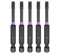 sourcing map 5pcs T25 Torx Head Impact Screwdriver Bits 1/4" Hex Shank 2.8" (70mm) Long Magnetic No Hole Tamper Proof 6 Point Star Screw Driver Drill Bits Phosphate S2 Steel Power Tools