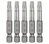 sourcing map 5pcs T27 Torx Head Screwdriver Bit 1/4" Hex Shank 2" (50mm) Long Magnetic No Hole Tip Tamper Proof 6 Point Star Screw Driver Drill Bits S2 Steel Industrial Power Screwdrivers