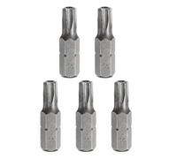sourcing map 5pcs T27 Torx Screwdriver Bit 1/4" Hex Shank 25mm/1" Length S2 Steel Star 6 Point Head Hex Security Screw Driver Bits with Hole for Impact Electric Screw Driver Power Tools, Grey