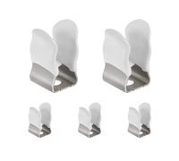 sourcing map 5Pcs T3 U Clips Holder Bracket, Stainless Steel LED Fluorescent Tube Clip, Lamp Support Pipe Clamps for 6mm 1/4" Light Bulb Tube Rod Mounting Accessories, 16.5mm H, White