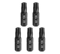 sourcing map 5pcs T30 Torx Screwdriver Bit 1/4" Hex Shank 25mm/1" Length S2 Steel Star 6 Point Head Hex Security Screw Driver Bits with Hole for Impact Electric Screw Driver Power Tools, Black