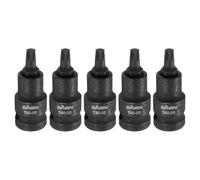 sourcing map 5pcs T40 Torx Bit Socket 55mm/2.17" Length 1/2" Square Drive Star 6 Point Extension Impact Bit Power Nut Driver Set S2 Steel Socket Ratchet Wrench Bits, Black