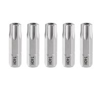 sourcing map 5pcs T40H Torx Screwdriver Bit 1/4" Hex Shank 25mm/1" Length Magnetic Star 6 Point Head S2 Steel Screw Driver Bit with Hole