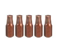 sourcing map 5pcs T50 Torx Screwdriver Bit 10mm Hex Shank 30mm Length S2 Steel Security Tamper Proof 6 Point Head Hex Screw Driver Bits