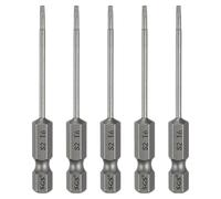 sourcing map 5pcs T6 Torx Head Screwdriver Bit 1/4" Hex Shank 2.6" (65mm) Long Magnetic No Hole Tip Tamper Proof 6 Point Star Screw Driver Drill Bits S2 Steel Industrial Power Screwdrivers