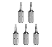 sourcing map 5pcs T8 Torx Screwdriver Bit 1/4" Hex Shank 25mm/1" Length S2 Steel Star 6 Point Head Hex Security Screw Driver Bits with Hole for Impact Electric Screw Driver Power Tools, Grey