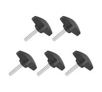 sourcing map 5Pcs Tee Wing Knobs Thumb Screws, M5 x 25mm Clamping Screw Knob Male Thread Carbon Steel T Shaped Thumb Screws Handle 36mm Dia. for Hand Tightening Knob Replacement, Black