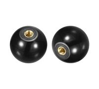 sourcing map 5Pcs Threaded Ball Knobs, M10 Female Thread Thermoset Ball Knob 40mm Dia Round Operation Ball Handles with Copper Insert for Machine Lever Handle, Black