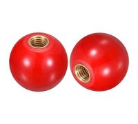 sourcing map 5Pcs Threaded Ball Knobs, M12 Female Thread Thermoset Ball Knob 40mm Dia Round Operation Ball Handles with Copper Insert for Machine Lever Handle, Red