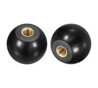 sourcing map 5Pcs Threaded Ball Knobs, M6 Female Thread Thermoset Ball Knob 25mm Dia Round Operation Handles with Copper Insert for Machine Lever Handle, Black